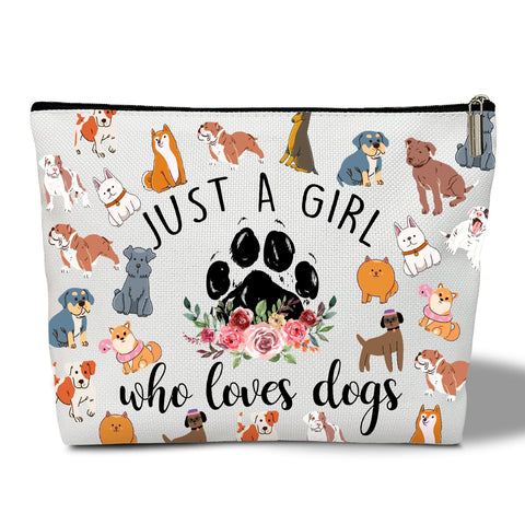 rizotus Makeup Bag for Women, Inspirational Gift for Her, Women, Girl, Daughter, Wife, Teacher, Makeup Bag Purse, Toiletry Makeup Bag Pouch Travel Accessories, Just A Girl Who Love Dogs-15