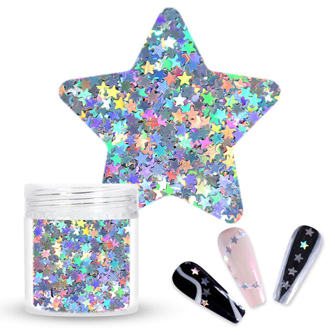 Laza 10g Laser Tiny Star Glitter Sparkle Shiny False Nail Sequins Acrylic Paillettes Redial Nails Party Decoration DIY Crafts Premium Nail Art Body Art Eye Bling - Holographic Star