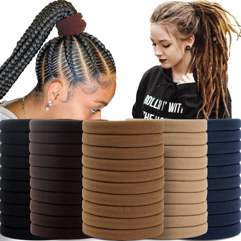 Large Hair Ties,CELLOT 50 PCS Girls Hair Elastic Bands for Thick Dreadlocks Hair,3 inch in Diameter No Crease Hair Scrunchies,No Damage Ponytail Holders Hair Accessories for Women Girls Teens