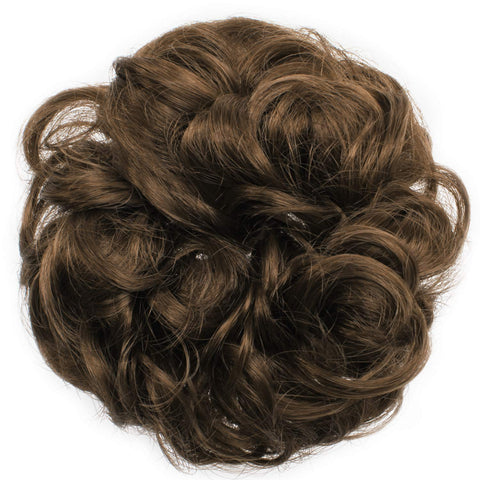 12#-Light Brown : OneDor® Ladies Synthetic Wavy Curly or Messy Dish Hair Bun Extension Hairpiece Scrunchie Chignon Tray Ponytail (12#-Light Brown)