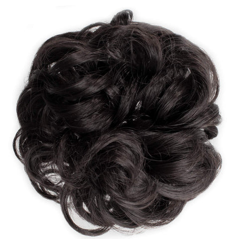 4#-Dark Brown : OneDor® Ladies Synthetic Wavy Curly or Messy Dish Hair Bun Extension Hairpiece Scrunchie Chignon Tray Ponytail (4#-Dark Brown)