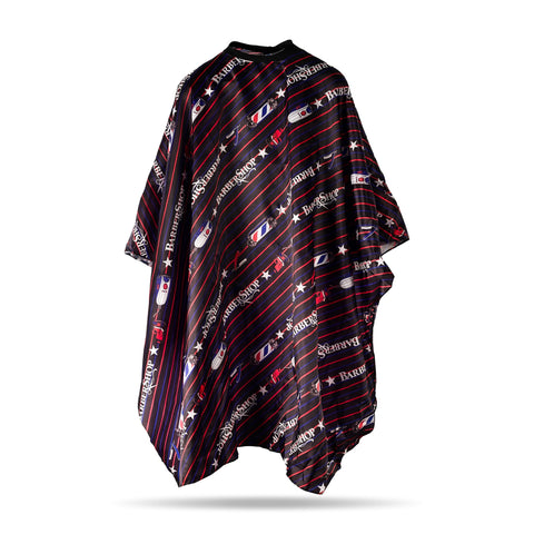 Delkinz Barber Cape Large Size with Adjustable Snap Closure waterproof Hair Cutting Salon Cape for men, women and kids - 51x59 Inch, Red and Black Stripes, 51x59 inch