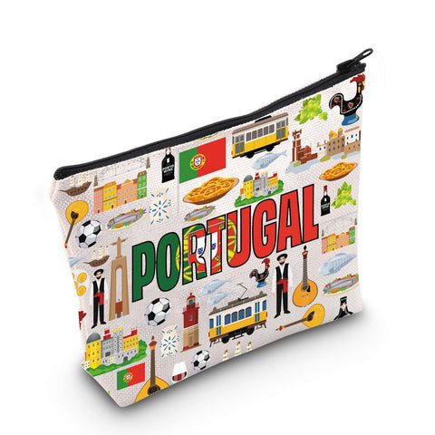 WZMPA Portugal Trip Makeup Bag Portugal Souvenir Gift Portugal Tour Zipper Pouch Bag Portugal Vacation Merchandise, Portugal, Fit