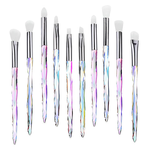 Makeup Eye Brush Set, Kingtree 10 Pieces Latest Diamond Handle Eyeshadow Eyeliner Blending Crease Makeup Brushes, Professional Cosmetics Eyebrow Lip Make Up Tools
