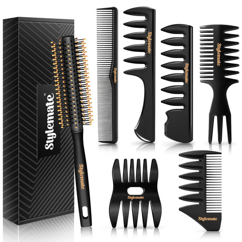 Stylemate Hair Styling Brush And Comb Set For Men - Quiff Roller Brush