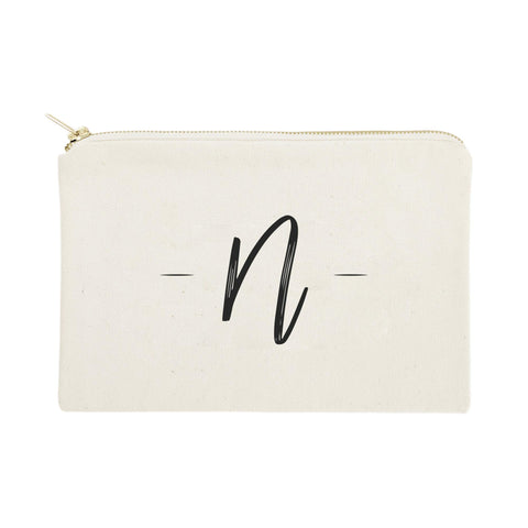 The Cotton & Canvas Co. Personalized Handwritten Monogram N Cosmetic Bag and Travel Make Up Pouch
