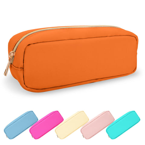 UIXIZQ Nylon Makeup Bag - Travel Bag Pouch,Toiletry Bag, Makeup Organizer, Cosmetic Zipper Pouches-Mini Small Large For Women Girls, Peach, Slim