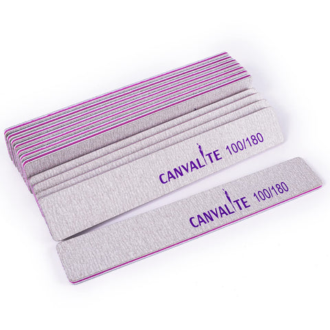 Canvalite Nail File Professional Nail Files Reusable Emery Board Nail Styling Tools for Home and Salon Use (Rectangle, 100/180)