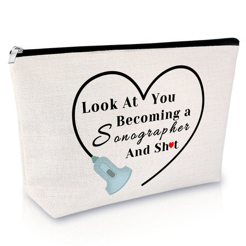 Sonographer Gift Makeup Bag Ultrasound Technician Gift Birthday Gift for Women Cosmetic Bag Sonographer Appreciation Gift Retirement Gift for Her Travel Cosmetic Pouch Christmas Thanksgiving Gift