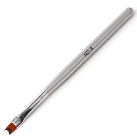 WOKOTO French Tip Nail Brush Silver Wood Handle Half Moon Shape Acrylic Painting Drawing Pen Manicure Nail Art Tool