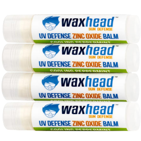 Waxhead Zinc Oxide Lip Balm Sunscreen - 6 ingredients, Lifeguard Lip Balm, Reef Safe, Broad Spectrum, Biodegradable, Non-GMO Vitamin E, Hypoallergenic, EWG #1, UV (Peppermint, 0.15oz each, 4 Pack)