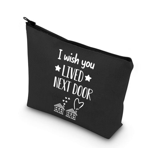 I Wish You Lived Next Door Gifts For Best Friend BFF Birthday Makeup Bag For Women Soul Sister Bestie Colleagues Going Away Gifts Long Distance Friendship Makeup Pouch, Lived next door bl,