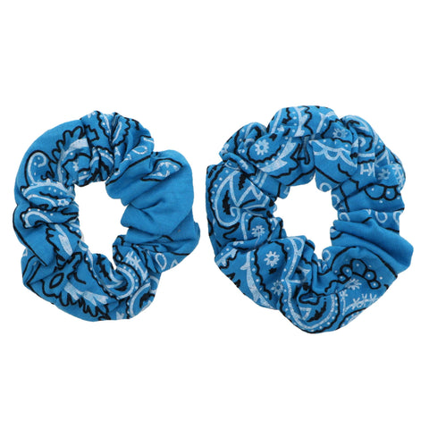 Motique Accessories Light Blue Bandana Scrunchies Cotton Hair Bobble - Set of 2
