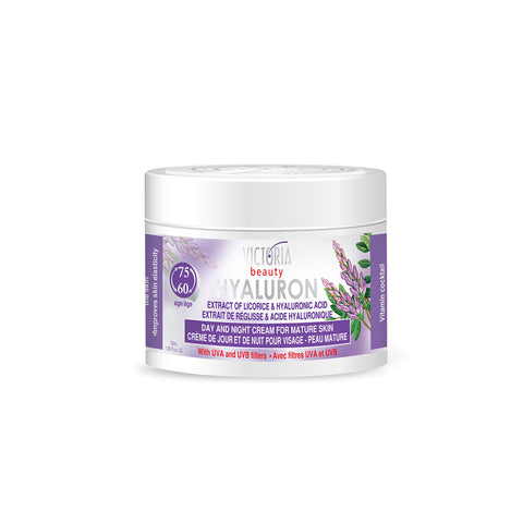 Victoria Beauty Hualuron Anti-Wrinkle Cream with Licorice Extract - for Mature Skin (Age 60+) - Intensive Natural Cream for Day & Night With UV Filters
