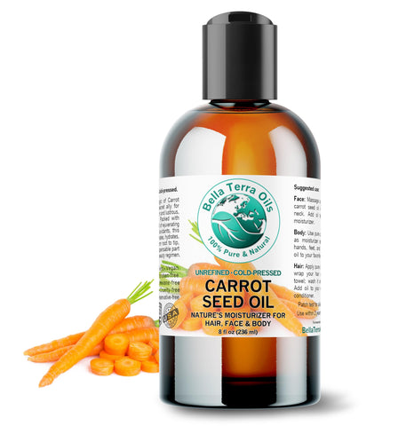 Carrot Seed Carrier Oil 8 oz 100% Pure Cold-pressed Unrefined Organic - Bella Terra Oils