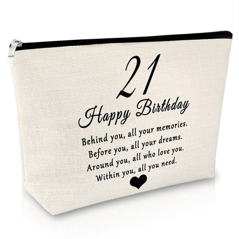 21 Year Old Birthday Gifts Ideas Makeup Bag Best Friend Gift 21st Birthday Gifts for Women Birthday Friendship Gift for Girl Cosmetic Bag Sister Gift from Sister Travel Cosmetic Pouch