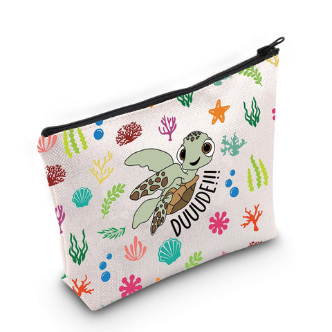 Nemo Dory Movie Merchandise Squirt Lover Gift Dude Squirt The Turtle Quote Makeup Zipper Pouch, Duuude Bag, Small