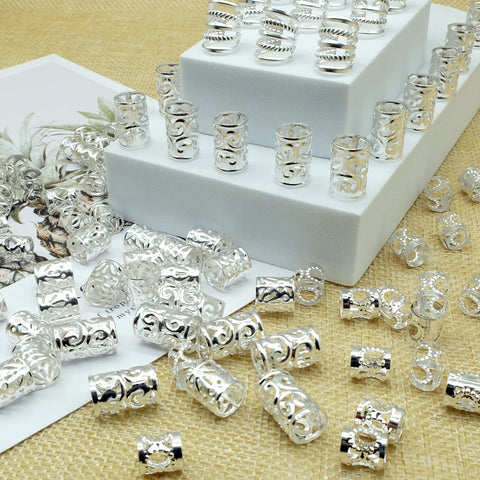100 PCS Hair Accessories Loc Hair Jewelry for Women Braids Rings, Dreadlock Accessories Metal Hair Clips Adjustable Cuffs Braiding Hair Rings Decoration