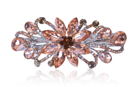 Sankuwen Flower Luxury Jewelry Design Hairpin Rhinestone Hair Barrette Clip (Orange)