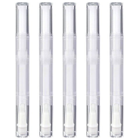 5 Pack 3 ml Transparent Twist Pens, Empty Nail Oil Pen with Brush Tip, Cosmetic Lip Gloss Container Applicators Eyelash Growth Liquid Tube (5x)