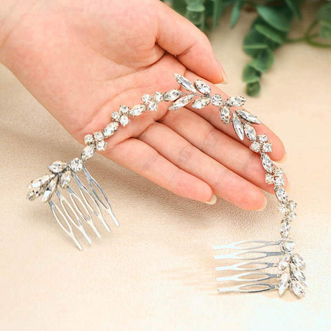 Unicra Wedding Crystal Hair Combs Bridal Headpiece Wedding Hair Accessories for Brides (Silver)