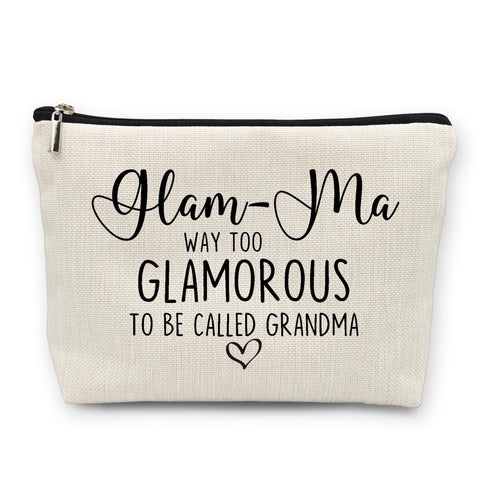huester Glamma Gifts Makeup Bag, Mothers Day Gifts for Glamma Grandma Make Up Bag, Glamma Gifts for Grandma, Glam Ma Grandma Cosmetic Bag Travel Makeup Make Up Pouch Gifts for Glamma Grandma Purse