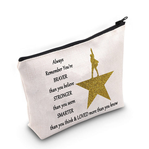 LEVLO Broadway Musical Cosmetic Bag Musicals Hamilton Gift You Are Braver Stronger Smarter Than You Think Hamilto Makeup Bag, Hamilton Bag, Makeup Bag
