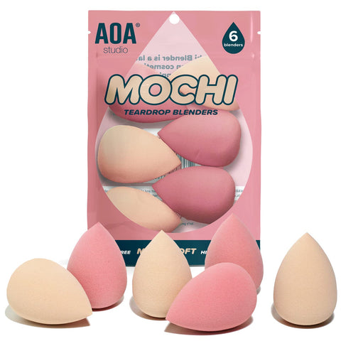 AOA Studio Collection Makeup Mochi Sponge Set Makeup Blender Latex Free and High-definition Set of 6 Makeup Blender For Powder Cream and Liquid, Super Soft Wonder Blender Beauty Cosmetic (6 Count) (pink, one size)