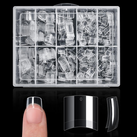500PCS Short Nail Tips for Acrylic Nails - Buqikma Clear Lady French Acrylic Style False Nails Short Nail Acrylic Artificial Tip Manicure with Box (Clear)