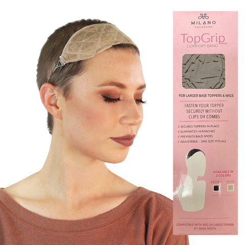 Milano Collection Large TopGrip Non-Slip Comfort Band; Secure Wigs Eliminates Clips & Bulk at Nape (PATENTED) (Beige)