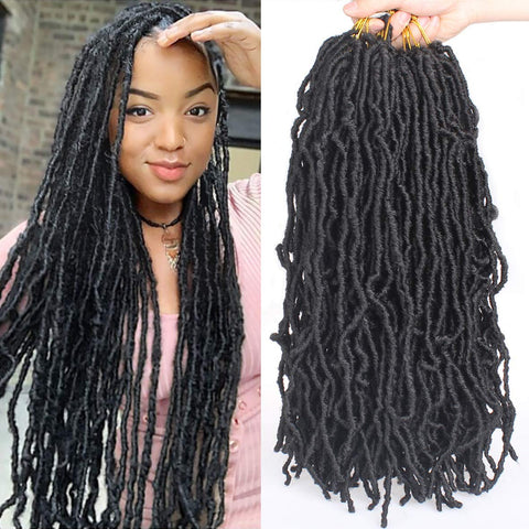 Leeven 18 Inch New Soft Locs Crochet Hair 21 Roots Curly Wavy Goddess Locs Crochet Braids Hair Faux Locs Afro Roots Dreadlocs Synthetic Hair Extend Soft Locs Braiding Hair for Women 1Pack,1B#