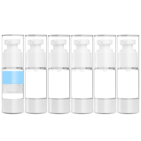 GIVITASOT Wooeden Stick 6 Pack 30ml Airless Pump Bottles Travel Lotion Cream Foundation Cosmetic Bottles with Labels Wooeden Stick