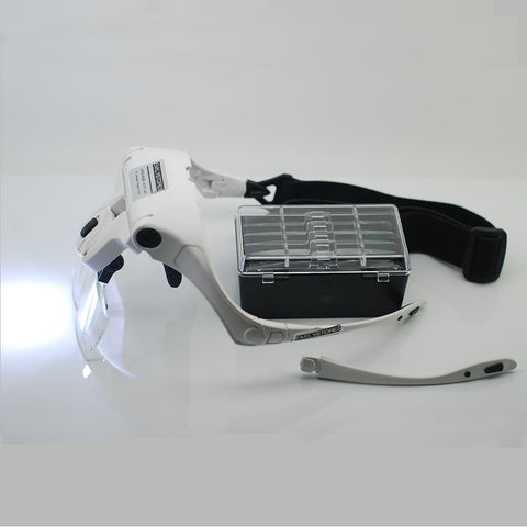 EMILYSTORES LED Light Helmet Magnifier For Eyelash Extensions Nail Art Tattoo With 5 Lenses Magnifier (1.0X 1.5X 2.0X 2.5X 3.5X)