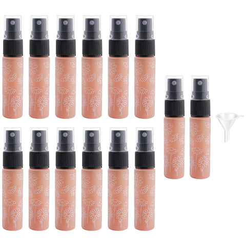 Newzoll 14 Pieces Empty Glass Spray Bottle, 10 ml/ 0.34 oz Fine Mist Sprayer Bottles Portable Refillable Perfume Container for Essential Oils, Travel (Orange)
