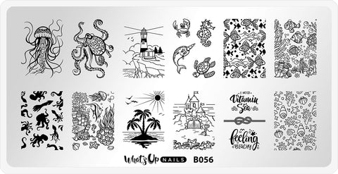 Whats Up Nails - B056 Coasting to the Sea Stamping Plate for Nail Art Design