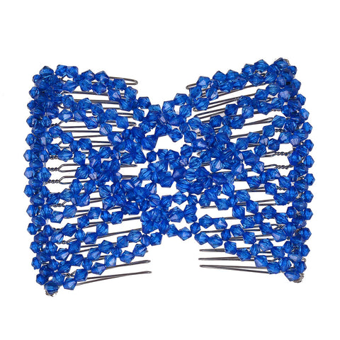 Lovef EZ Magic Hair Beauty Decoration Comb Pearl Stretchy Beaded Hairpin Bow Double Combs Lady in Assorted Color (Blue)