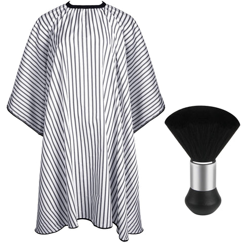 Professional Hair Cutting Cape with Neck Duster Brush, Salon Barber Cape, Hair Cutting Accessories (Stripe)