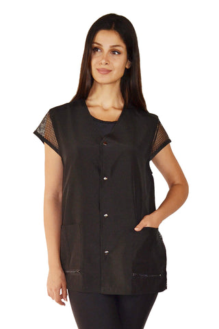 Ladybird Line Black Mesh Back Groomer Jacket Ideal for Pet Groomers, Stylist, Barbers Water Repellent - Size 3XL