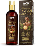 WOW Skin Science Moroccan Argan Hair Oil with Comb Applicator - Cold Pressed, No Mineral Oil & Silicones, 100ml