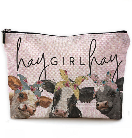 NEGIGA Cow Gifts,Western Makeup Bag,Cow Makeup Bag,Cow Print Stuff,Makeup Bags For Women, Pink1