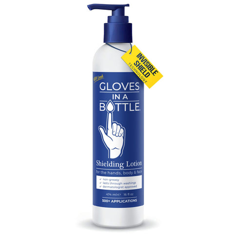 NEW Gloves In A Bottle Shielding Lotion 16oz - Unparalleled relief for dry, cracked & irritated skin - For hands & body with Dispenser!