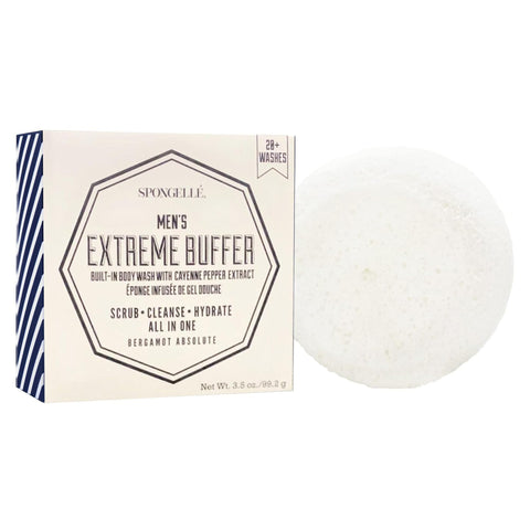 SPONGELLÉ Men's Extreme Buffer - Body Wash/Shower Gel Sponge - Bergamot Absolute White