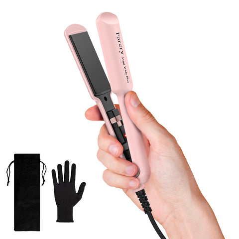 FARERY Mini Flat Iron Travel Size, 1.5 Inch Ceramic Mini Hair Straightener, Small Flat Iron for Short to Medium Hair, Portable Hair Straightener with Dual Voltage and Storage Bag, Pink