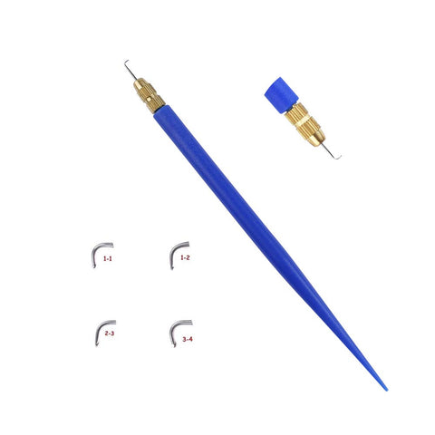 Blue Plastic Rat Tail Lace Wig Ventilating Holder 4 pcs Ventilating Needles(1-1,1-2,2-3,3-4) for Making Lace Wig