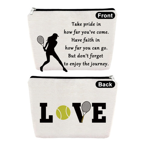 Sfodiary Tennis Gifts Makeup Bag Inspirational Gift for Tennis Player Birthday Gift for Women Cosmetic Bag Tennis Lover Gift Graduation Gift for Tennis Girl Travel Cosmetic Pouch Christmas Gift, Black