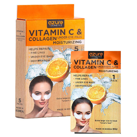 Collagen and Vitamin C Under Eye Luxury Hydrating Treatment By Azure â€“ Reduces Fine Lines and Wrinkles | Reduces Under Eye Bags | Tones and Moisturizes â€“ 5 Pairs