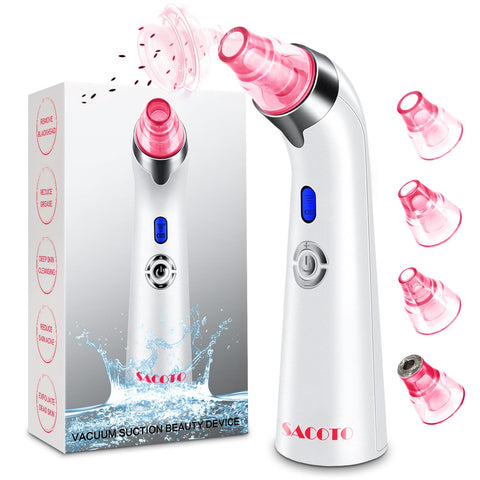 Blackhead Remover Pore Vacuum, Face Suction Pore Cleanser, 5 Suction Power Electric Blackhead Extractor Tool, 4 Probes, Blackhead Suction Remover for Women & Men?Pink?