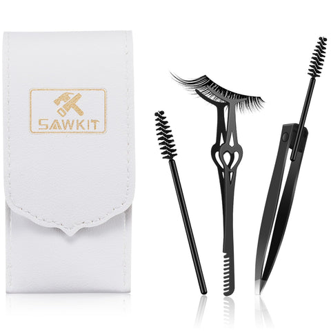 2 Pcs Lash Applicator Tool Set Lash Tweezers for DIY Individual Lash Clusters Application and Removal Straight and Curved Eyelash Extension Tweezers with Storage Box and Eyebrush