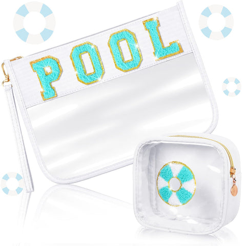 Hillban 2 Pcs Makeup Bag, Muilt, Pool Theme