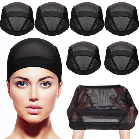 Tatuo Dome Caps Stretchable Wigs Cap Spandex Dome Style Wig Caps For Men Women (5 Pack, Black Mesh Wig Caps) : 5 Pack, Black Mesh Wig Caps